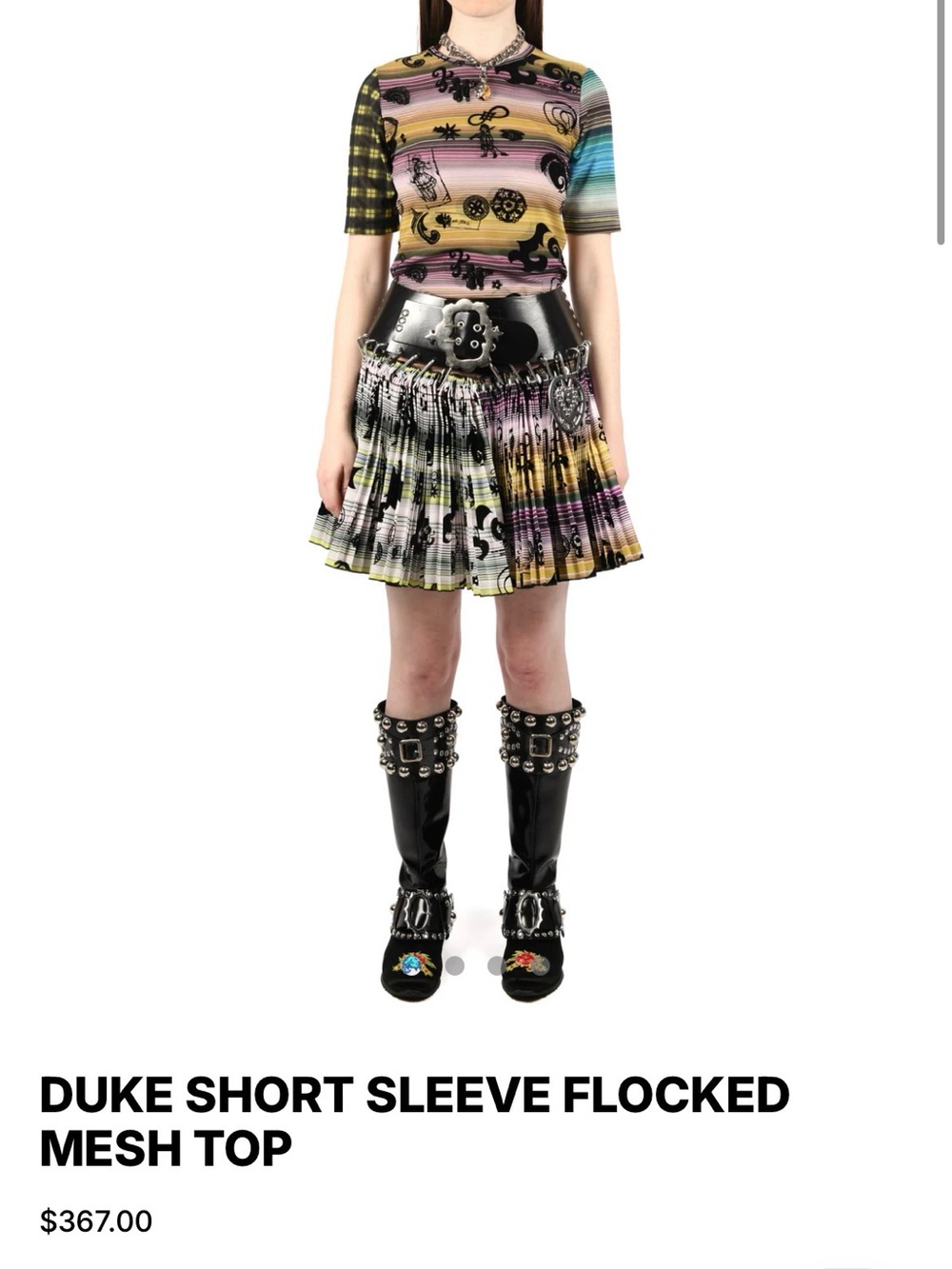 CHOPOVA LOWENA - DUKE SHORT SLEEVE FLOCKED MESH TOP - Picture 4 of 4
